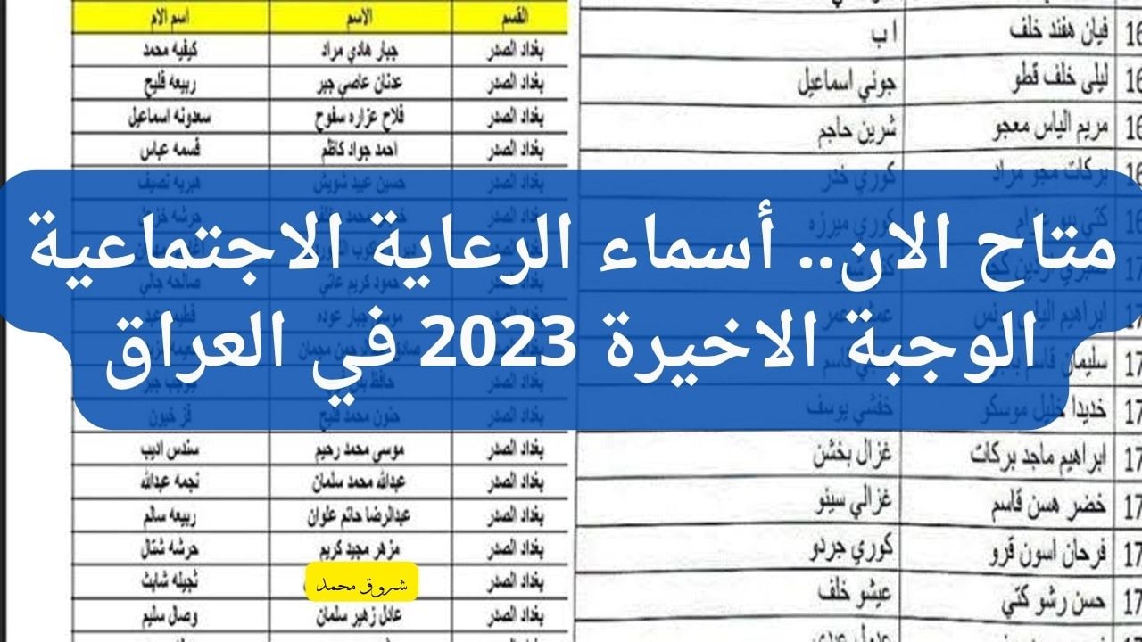 كشوفات أسماء المشمولين بالرعاية الاجتماعية في العراق 2023 الوجبة الاخيرة كافة المحافظات