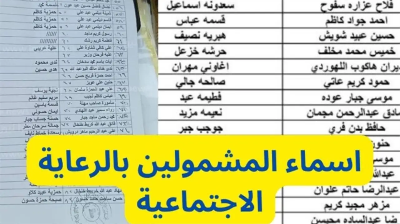 كشوف pdf اسماء الرعاية الاجتماعية الوجبة السابعة 2024 لشهر آذار بغداد والمحافظات molsa.gov.iq